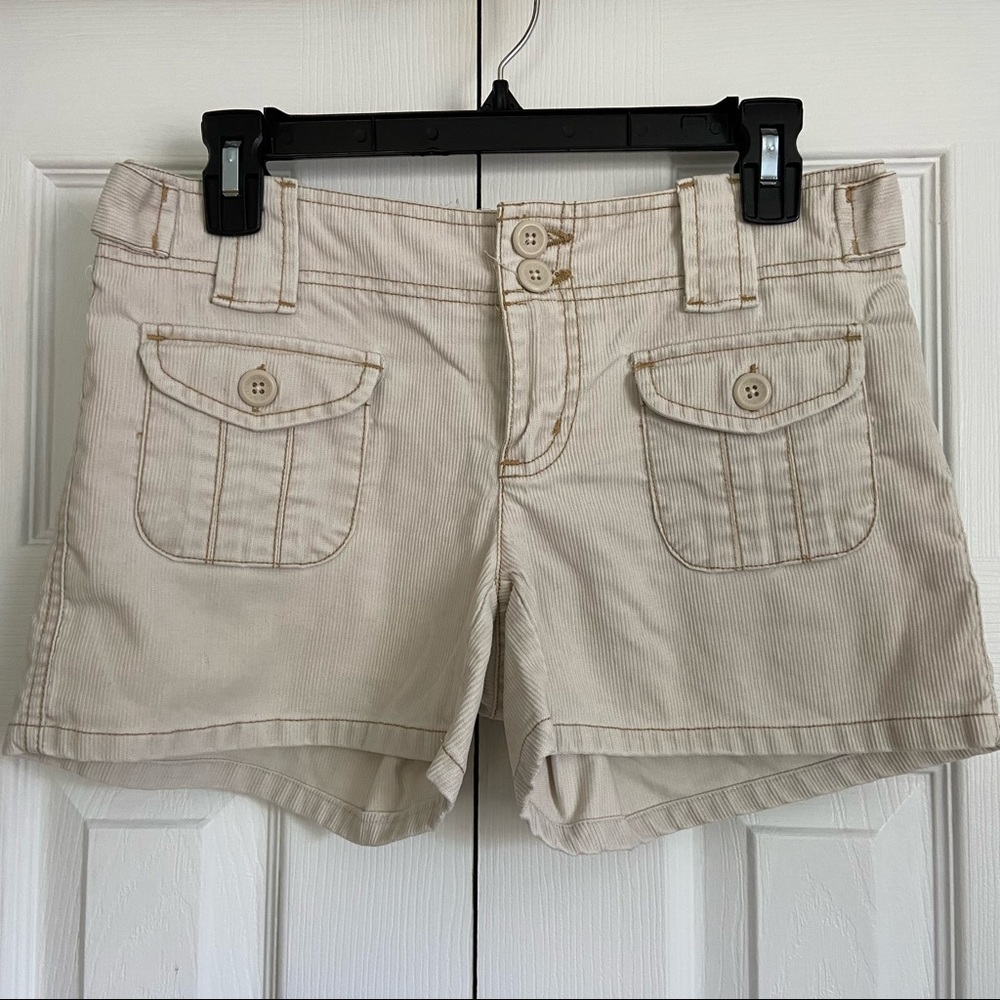 White Corduroy Cargo Shorts